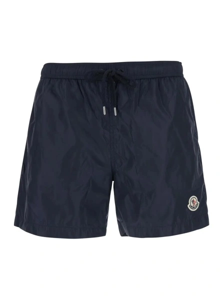 Sorturi Blue Swim shorts with Elasticated Waist and Logo Patch on the Front in Tech Fabricc for Men