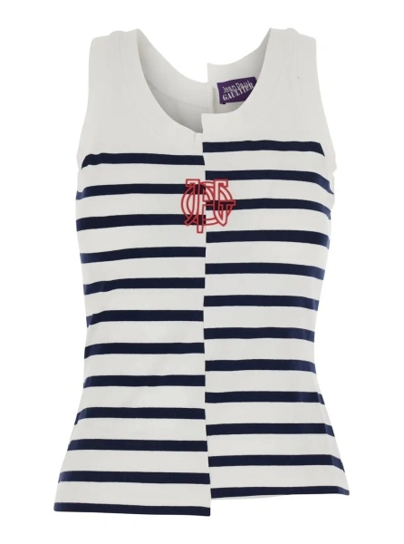 Top Jean Paul Gaultier alb din bumbac