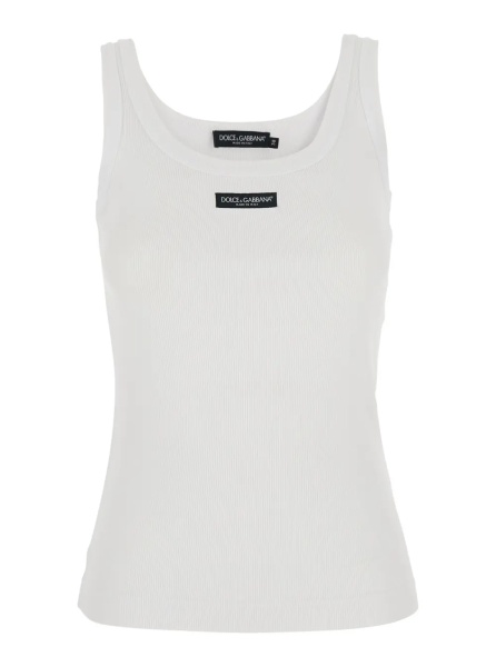 Topuri White Sleeveless with Logo Patch on the Front in Cotton for Women