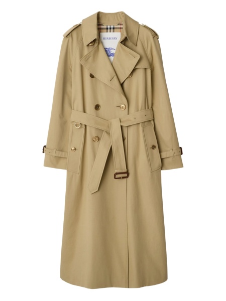 Trenci Burberry maro din bumbac si piele