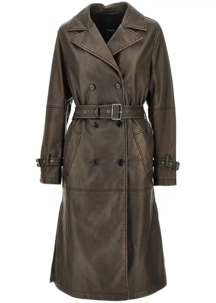 Trenciuri Vintage effect faux leather trench coat