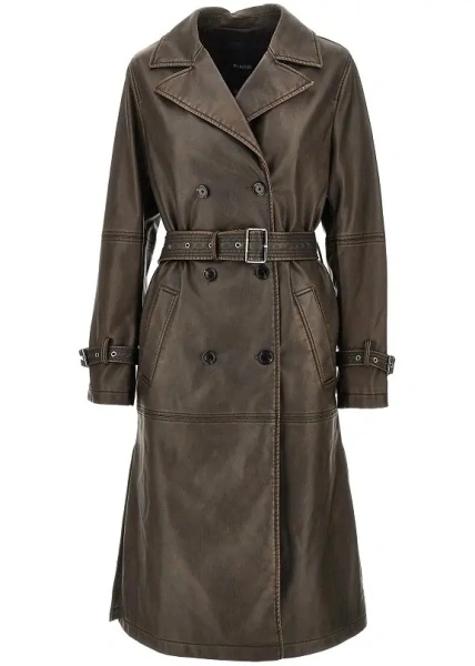 Trenciuri Vintage effect faux leather trench coat