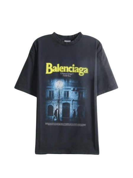 Tricou Balenciaga negru din bumbac