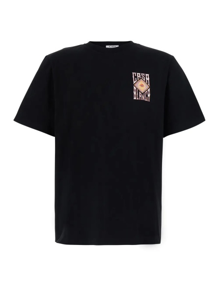 Tricou Black Crew neck T-shirt with logo detail on the front and maxi logo on the back in cotton for men