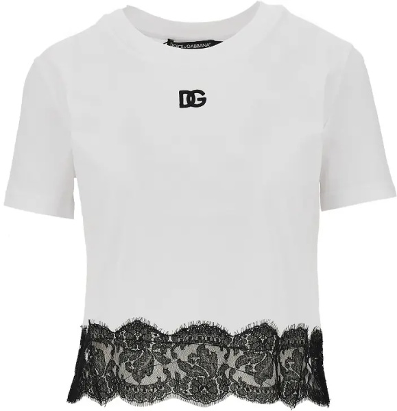 Tricou Cropped T-shirt with lace trimming