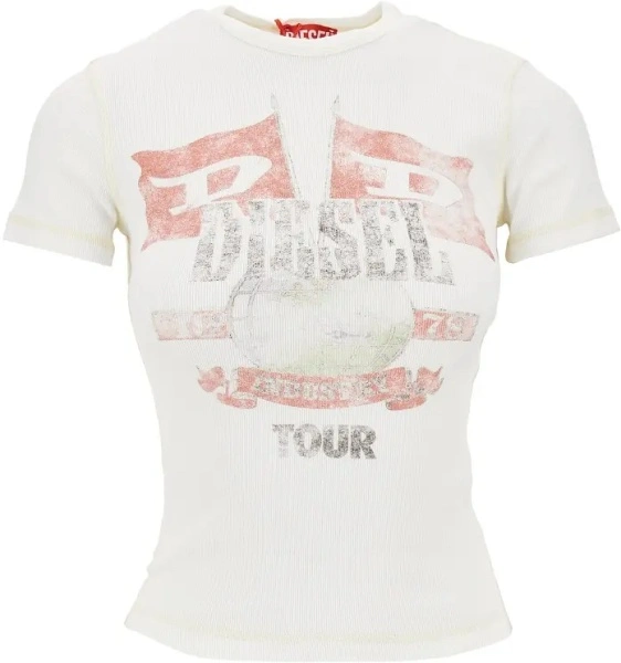 Tricou Diesel alb din bumbac 'Marsy'