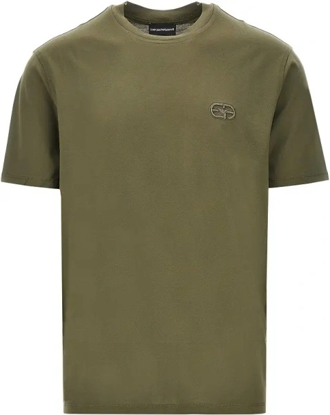 Tricou Emporio Armani verde din lyocell si jerse