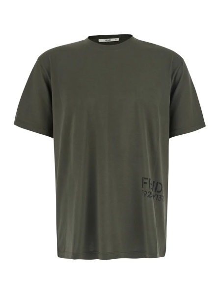 Tricou Green T-Shirt with Tone-on-Tone Logo on the Side in Cotton for Men