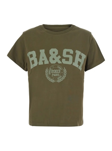 Tricou 'IONI' green T-shirt with short sleeves and logo on the front in cotton for women