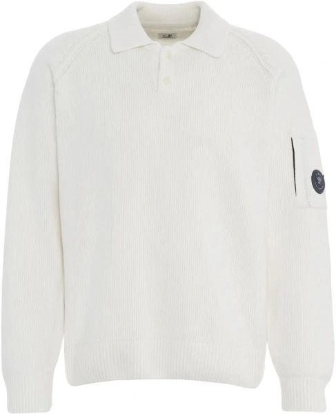 Tricou polo C.P. Company alb din bumbac