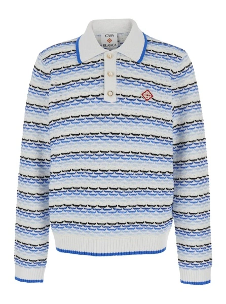 Tricou polo Casablanca albastru din bumbac