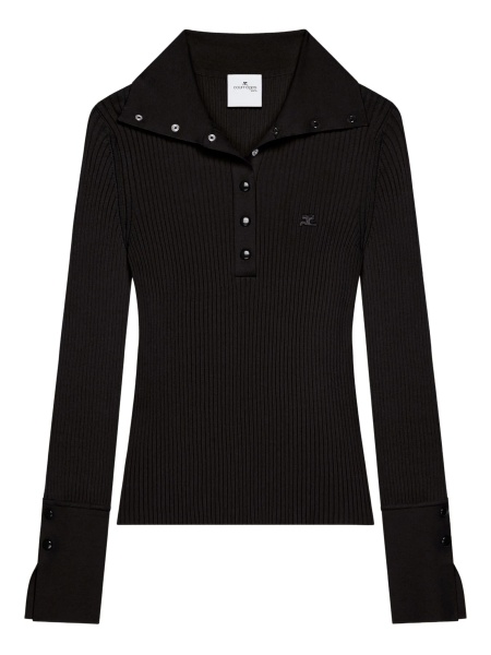 Tricou Polo COURRÈGES negru din polyester si vascoza