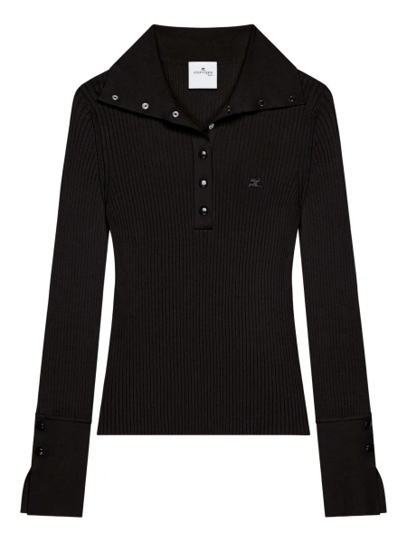 Tricou Polo COURRÈGES negru din polyester si vascoza