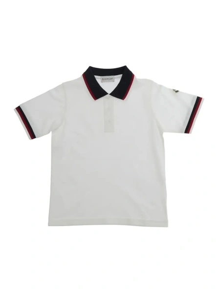 Tricou polo Moncler alb din bumbac