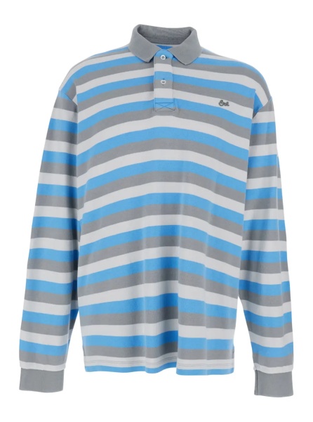 Tricou Polo multicolor long-sleeved polo shirt with striped motif in cotton man