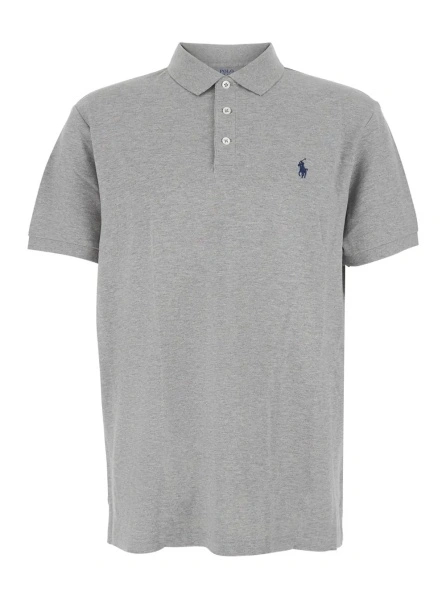 Tricou polo Ralph Lauren gri din bumbac 'Custom Fit'