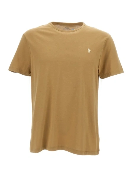 Tricou Ralph Lauren bej din jerse de bumbac