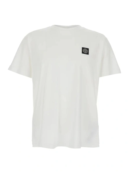 Tricou Stone Island alb din bumbac