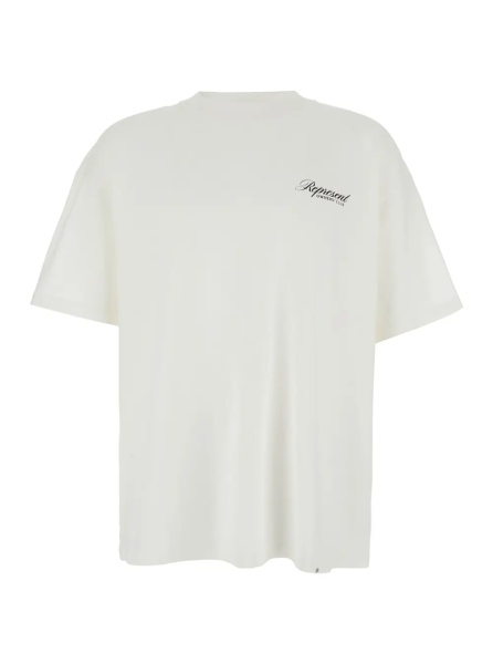 Tricou T-shirt OWNERS CLUB SCRIPT with logo and short sleeves in white cotton unisex