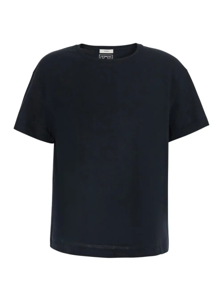 Tricou TOTÊME Black Crew neck T-shirt with logo embroidery on the back in cotton for women