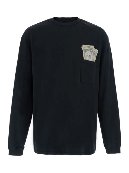 Tricou UNISEX MONEY LONGSLEEVE TEE KNIT with long sleeves in black cotton unisex