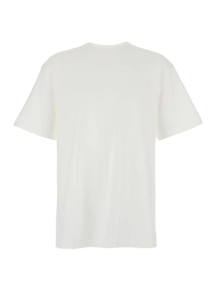 Tricou White Crewneck T-Shirt with Dropped Shoulders in Cotton Man
