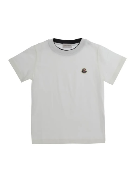 Tricou white T-shirt with logo and patch in cotton Boy