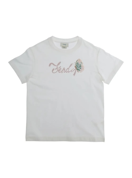 Tricou White T-Shirt with Logo on the Front in Cotton Girl