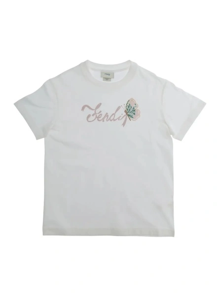 Tricou White T-Shirt with Logo on the Front in Cotton Girl