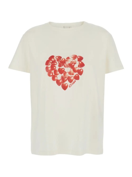 Tricou White T-shirt with round neckline and short sleeves in cotton for women