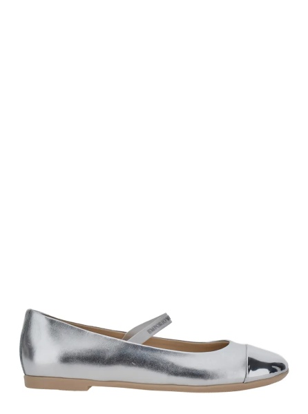 Balerini Metallic Ballet Flats with Strap in Leather for Girl