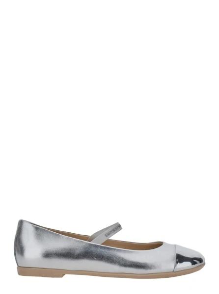 Balerini Metallic Ballet Flats with Strap in Leather for Girl