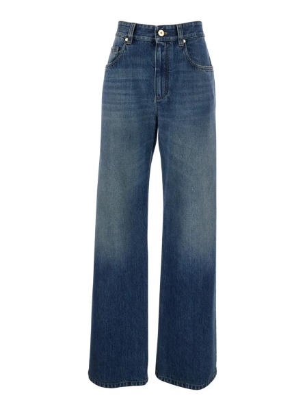 Blugi Blue Jeans with Logo Patch on the Rear and Monil Detail on the Loop in Denim Woman