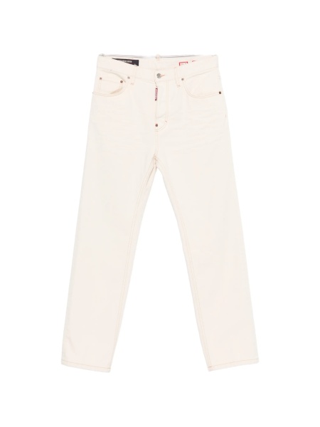 Blugi drepti DSQUARED2 albastri din spandex/elastan si polyester
