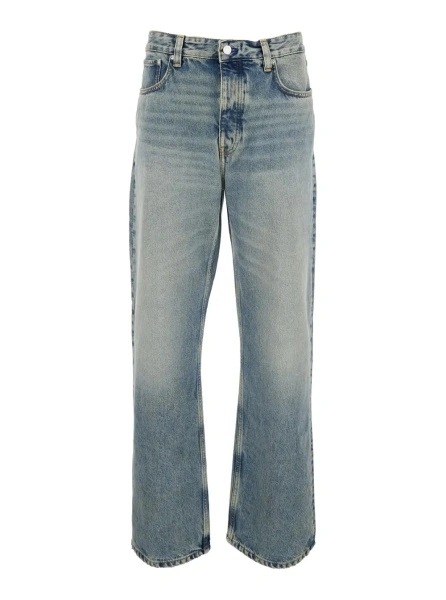 Blugi Five-pocket Jeans with Faded Effect in Blue Denim for Men