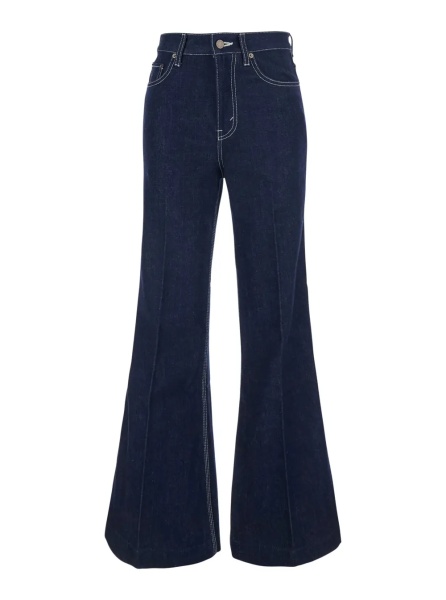 Blugi Flare jeans with logo patch applied on the back in blue denim for women