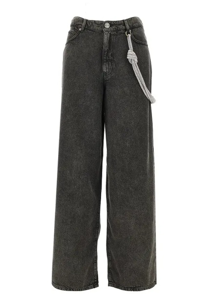 Blugi Loose Fit jeans with strass cord