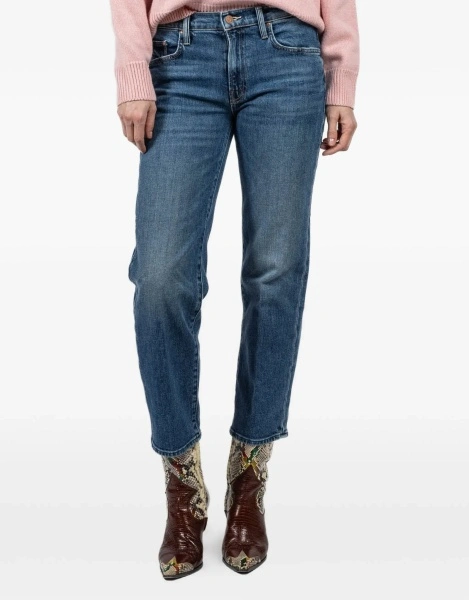 Blugi Mid Rise Rambler Zip Ankle Fray Jeans