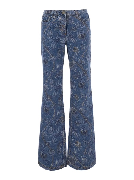 Blugi Multicolor Flared Jeans with All-Over Print in Denim for Women