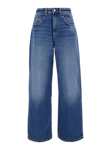 Blugi 'Poppy' Blue Jeans with logo patch on the back and wide leg in denim women