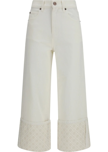 Blugi T Monogram Contrast Cuff Straight-Leg Jeans