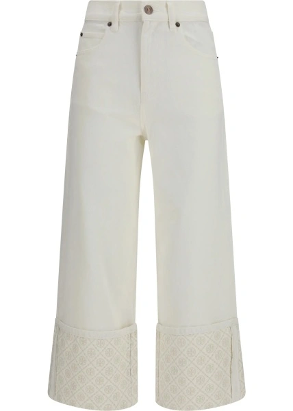 Blugi T Monogram Contrast Cuff Straight-Leg Jeans