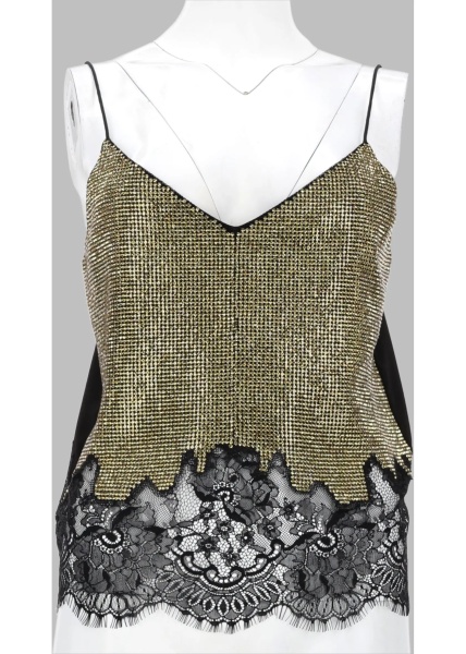Bluza Top Con Pizzo E Cristalli