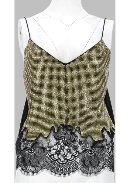 Bluza Top Con Pizzo E Cristalli