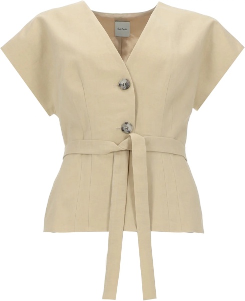 Bluza Top In Lino Con Cintura