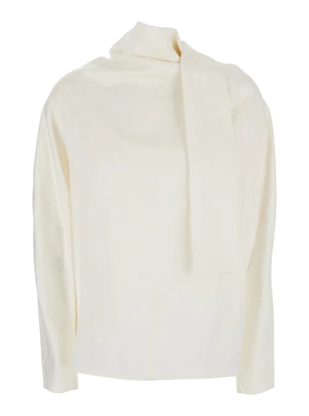 Bluza TOTÊME White Blouse with Cowl Neck and Knot at the Back in Silk Blend for Women