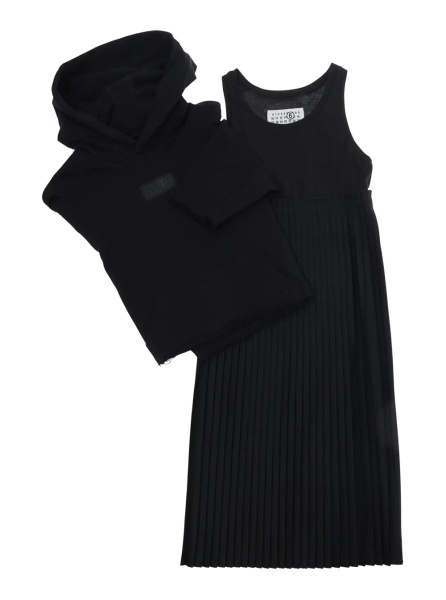 Bluza trening Black Sleeveless dress with matching crop hoodie in blend wool stretch girl
