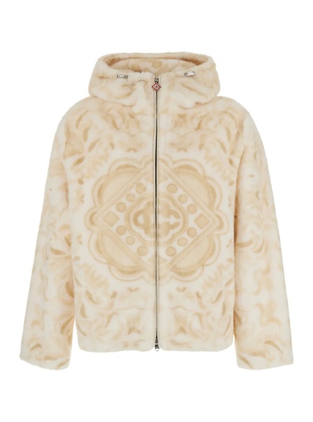 Bluza trening FAUX FUR HOODIE with hood and pockets In 30% Wool 35% Polyester 20% Fabric 15% Acetate Beige Man