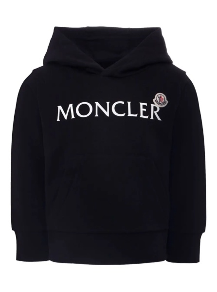 Bluze Black Hoodie with Logo Lettering Print in Cotton Boy