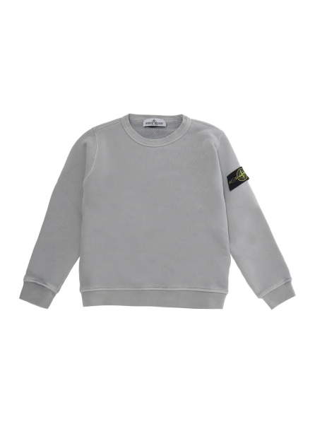 Bluze Grey Hoodie with logo patch on the sleeve in cotton for Boy